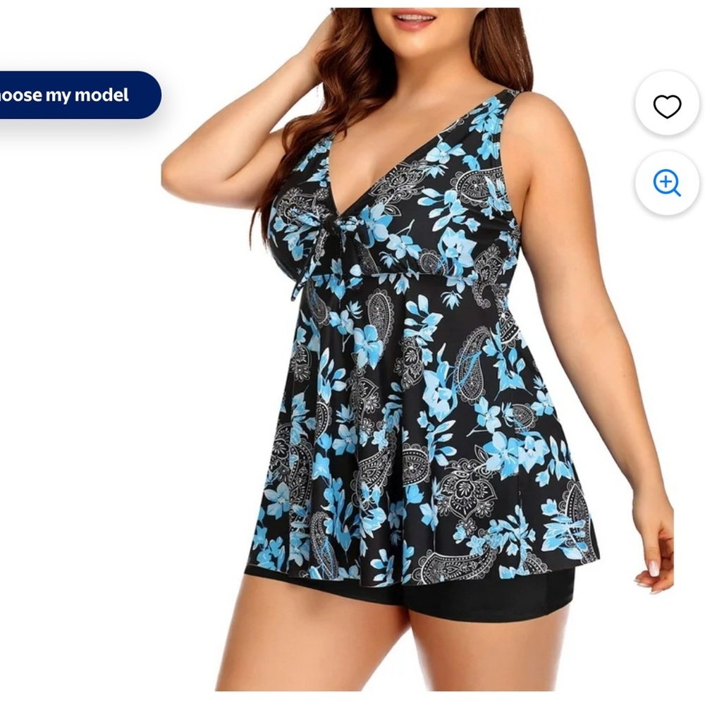Floral Plus Size Tankini Swimsuit nwt